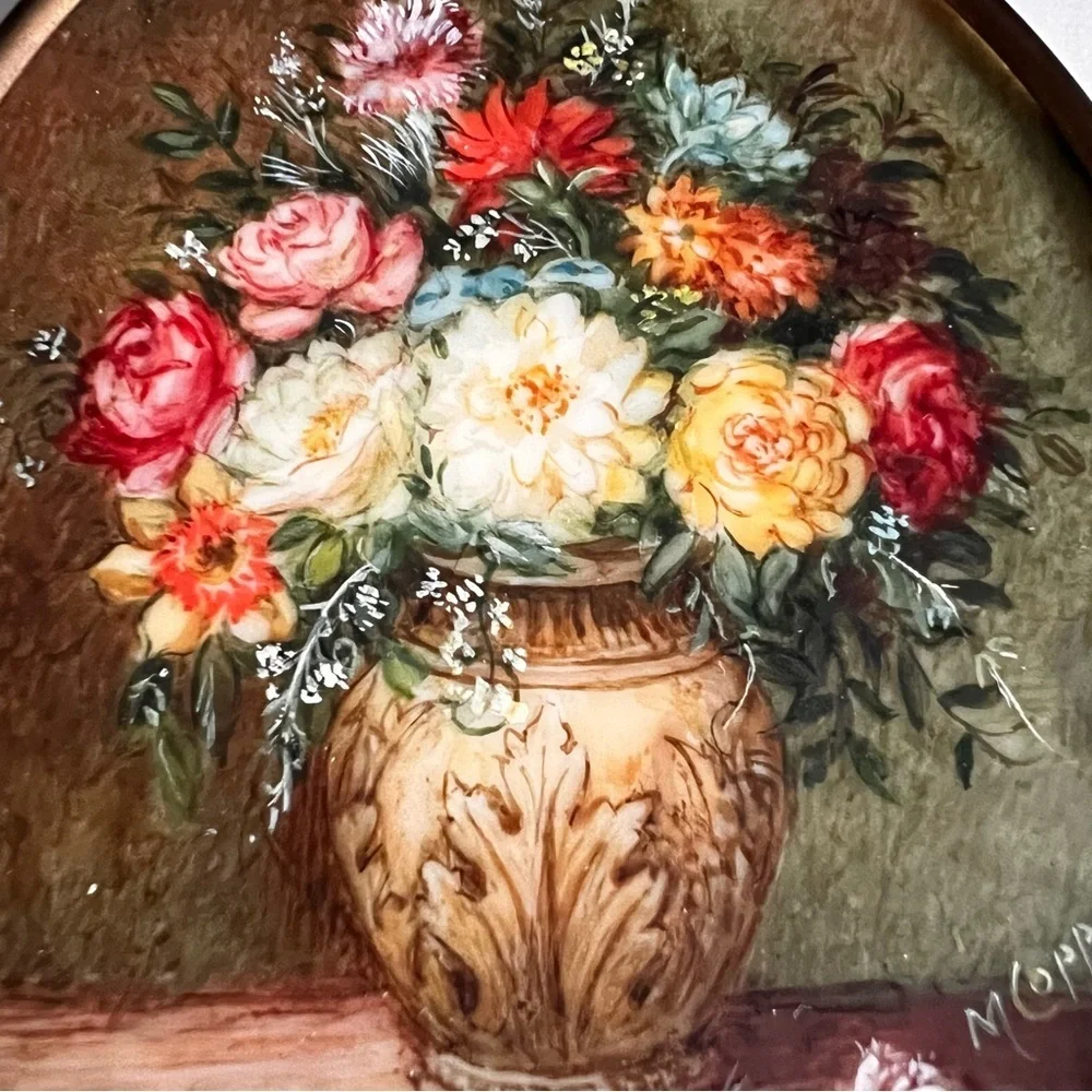 Antique Miniature - Framed Oil Painting a Bouquet of Flowers, circa 1850.